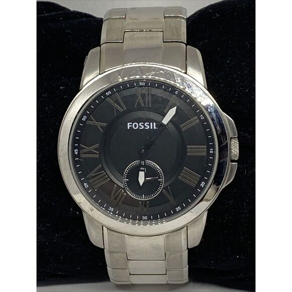 Fossil Grant FS4973 Men's Stainless Steel Analog Black Dial Quartz Watch XR914 - Picture 2 of 12